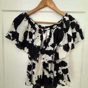 Rebecca Minkoff Monochrome Splash Off-Shoulder Blouse